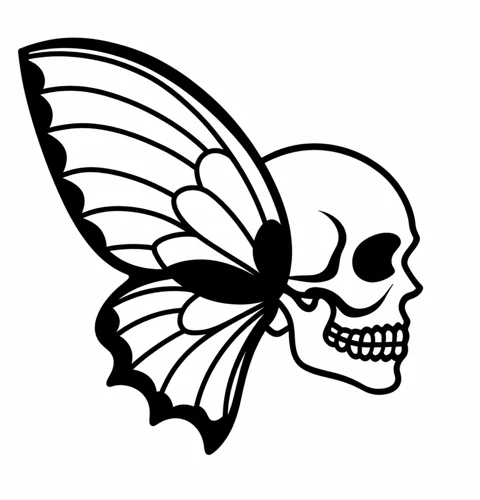 Butterfly skull silhouette