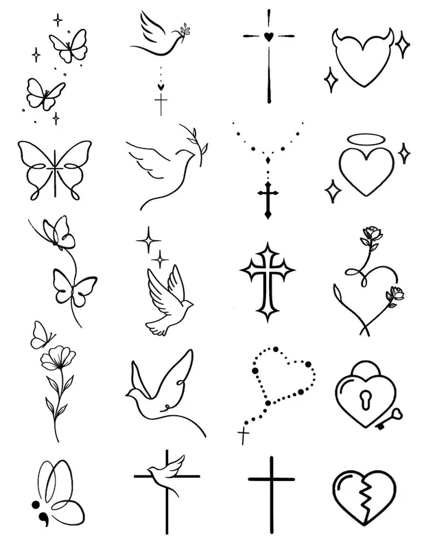 Crosses, doves & little hearts